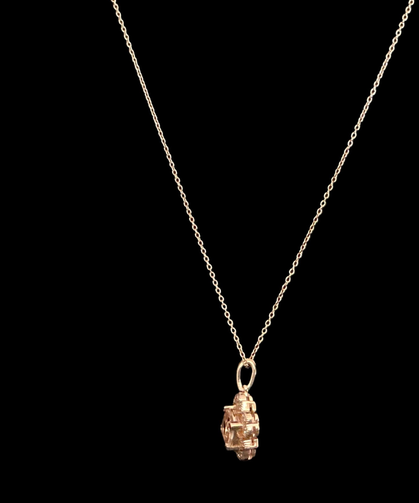 Cushion cut Morganite & Diamond Necklace