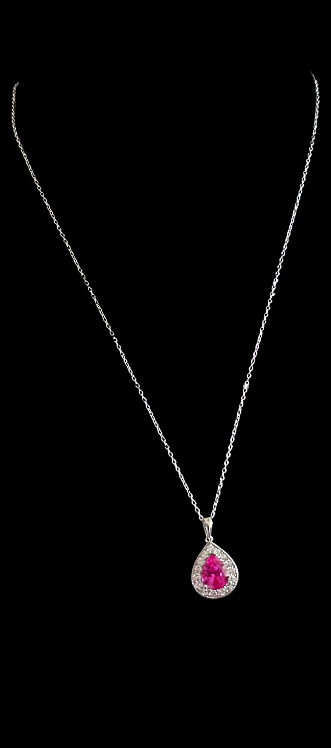 Gorgeous Pear cut Pink Sapphire & Diamond Necklace