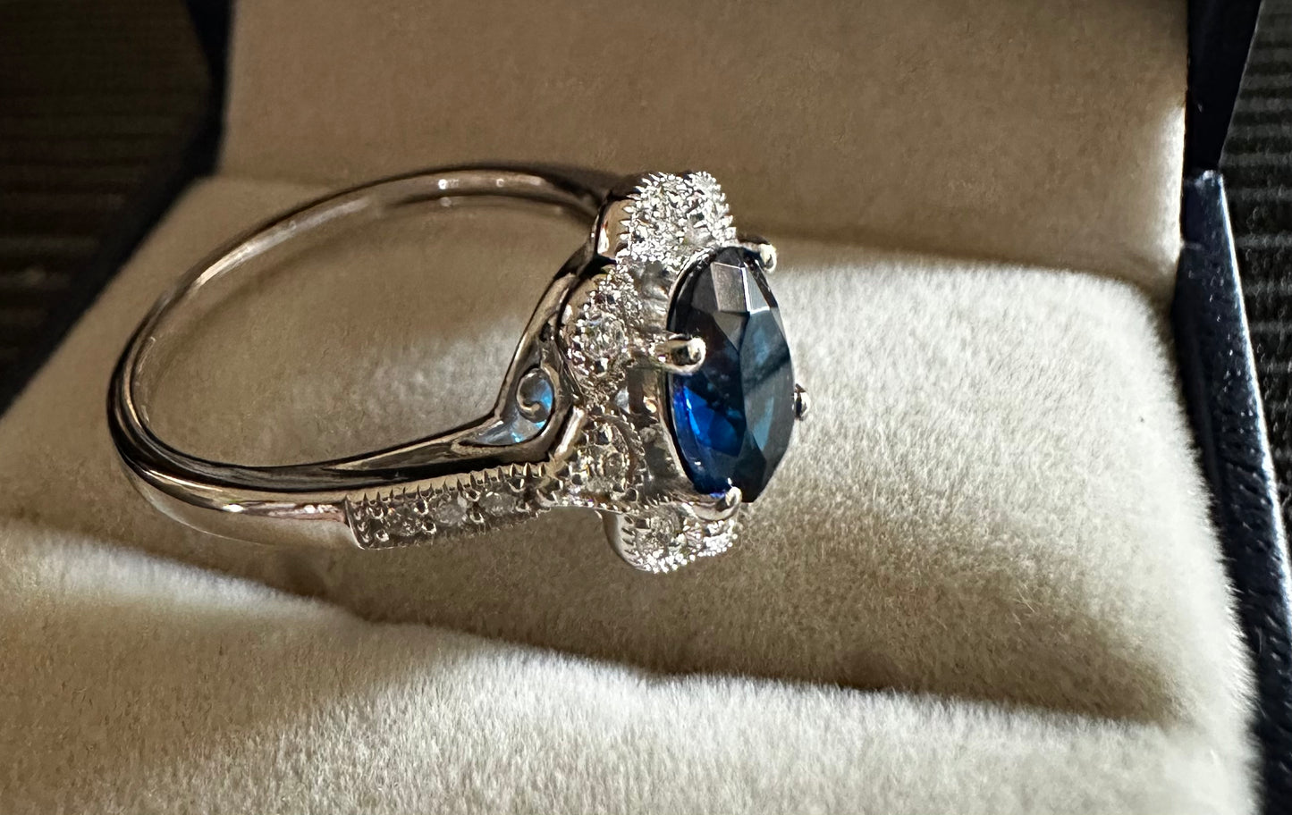 Vintage Style Oval Sapphire & Diamond Ring