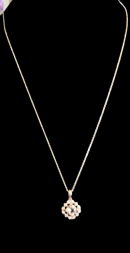 Cushion cut Morganite & Diamond Necklace