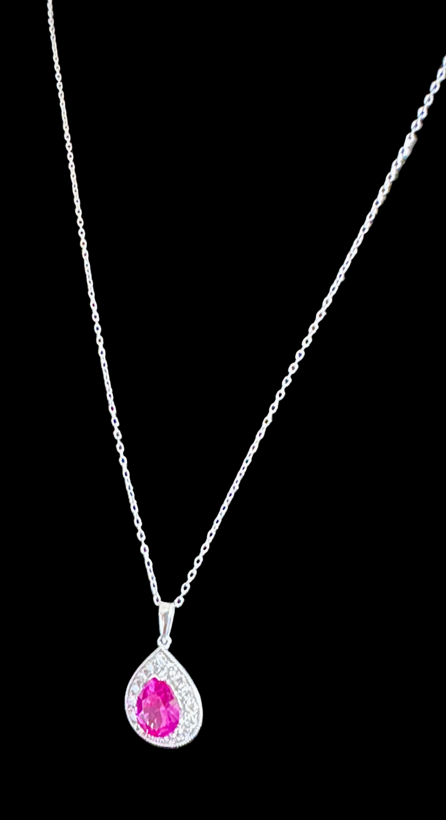 Gorgeous Pear cut Pink Sapphire & Diamond Necklace