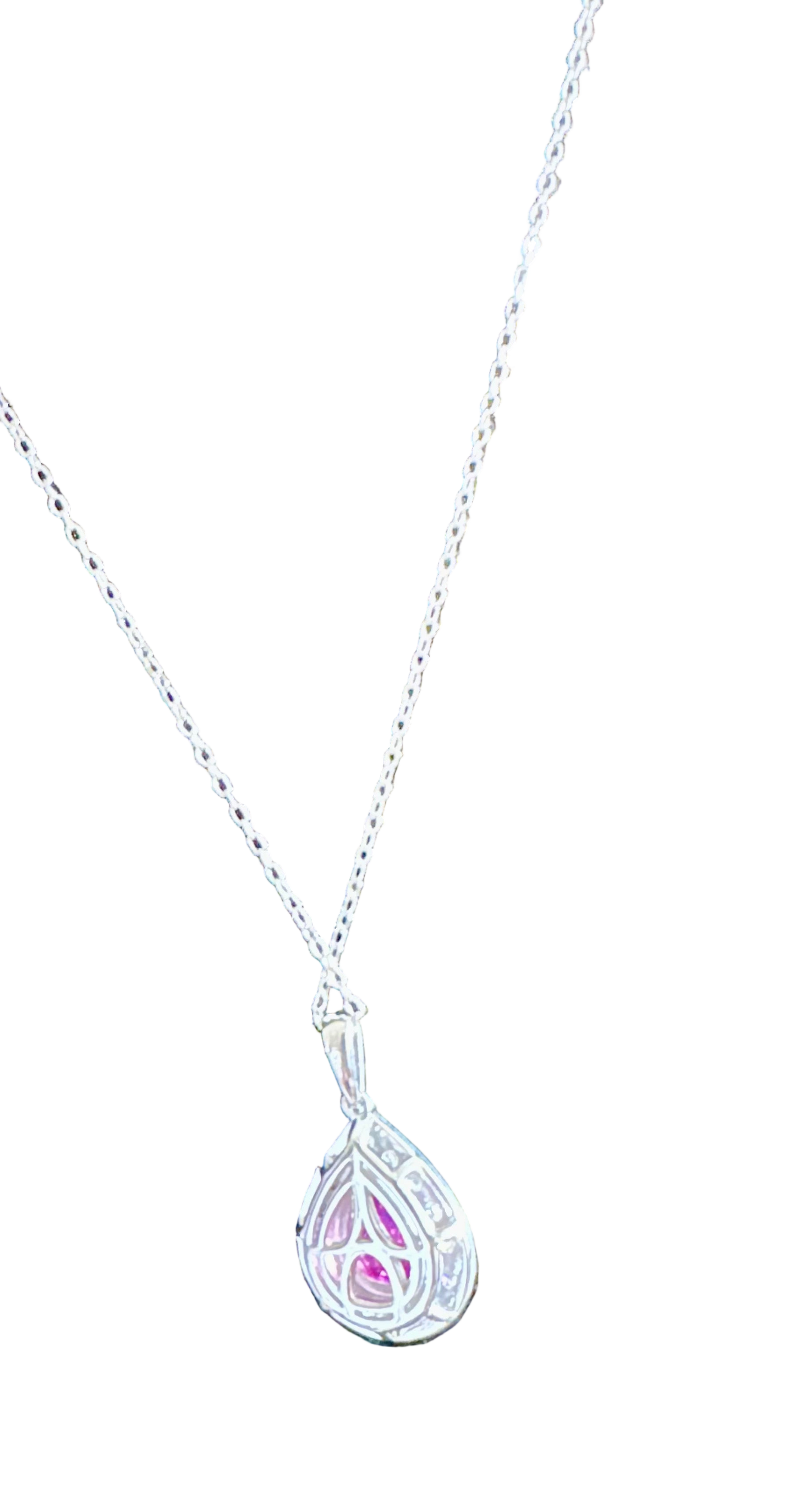 Gorgeous Pear cut Pink Sapphire & Diamond Necklace