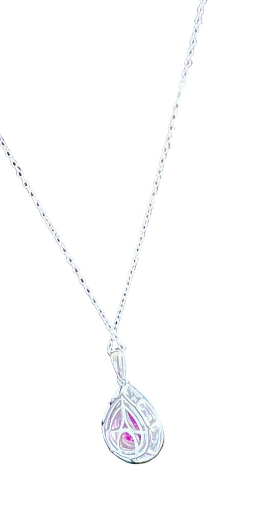 Gorgeous Pear cut Pink Sapphire & Diamond Necklace