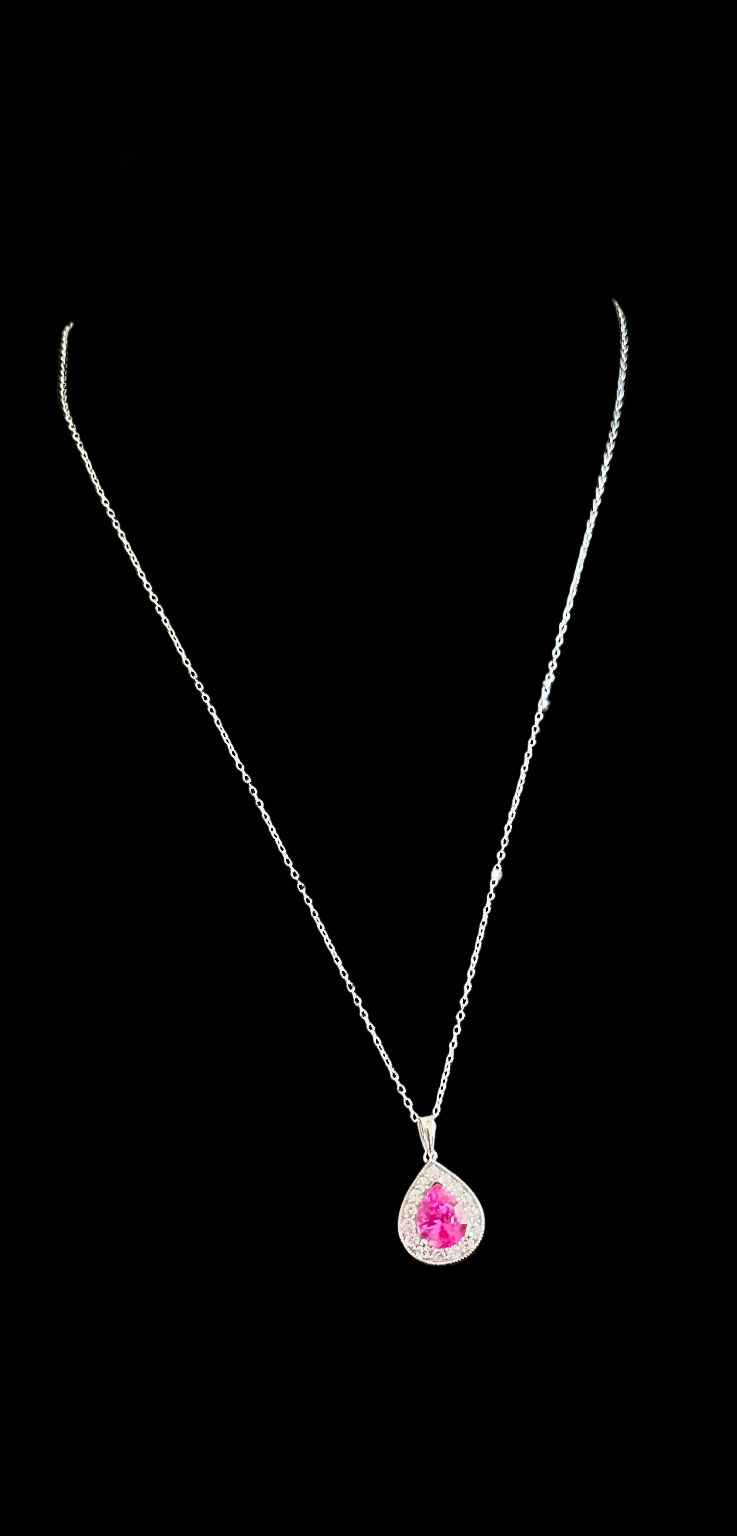 Gorgeous Pear cut Pink Sapphire & Diamond Necklace