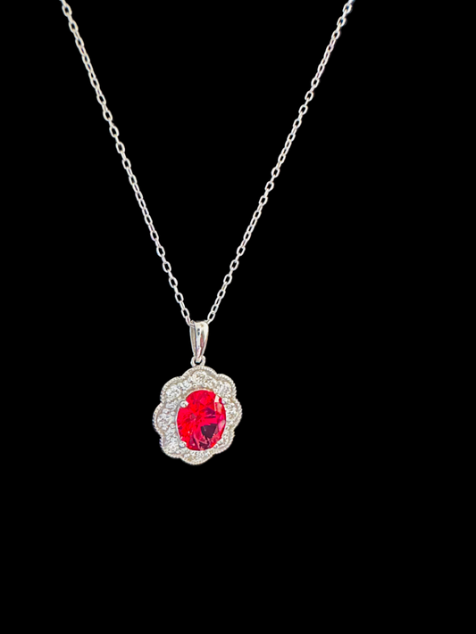 Oval Ruby & Diamond Necklace
